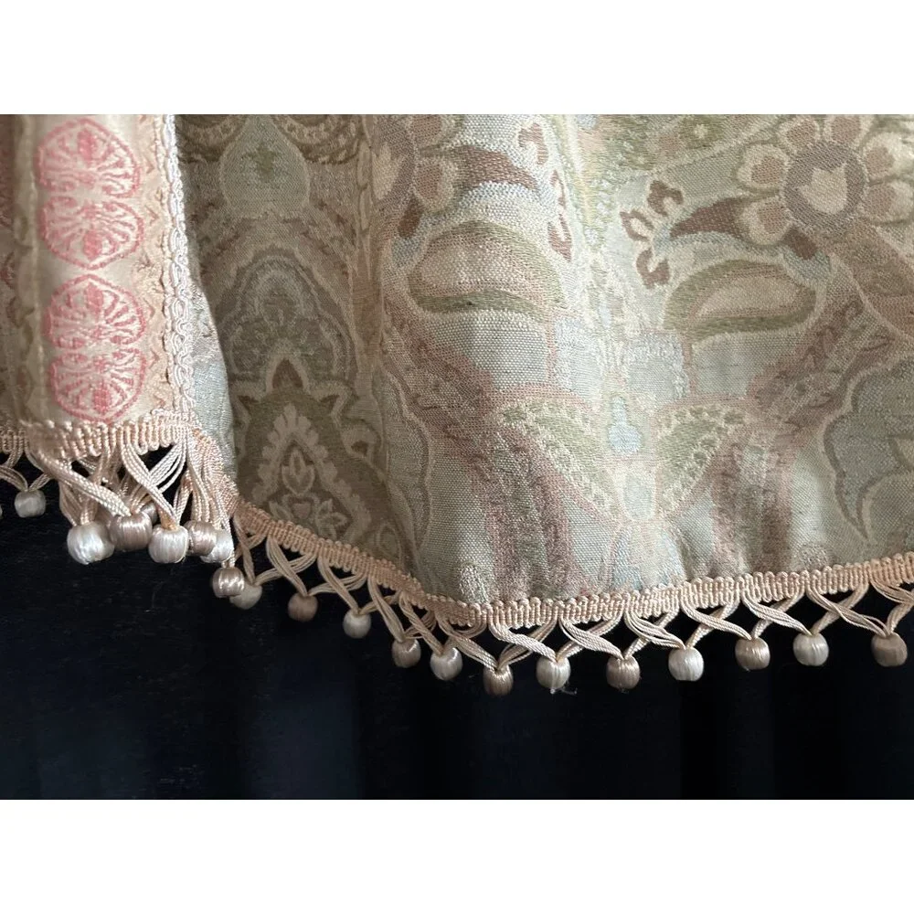 Vintage Floral Valance Curtain Tassel Trim 80